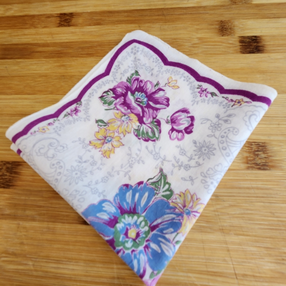 Vintage Floral Printed Hankie